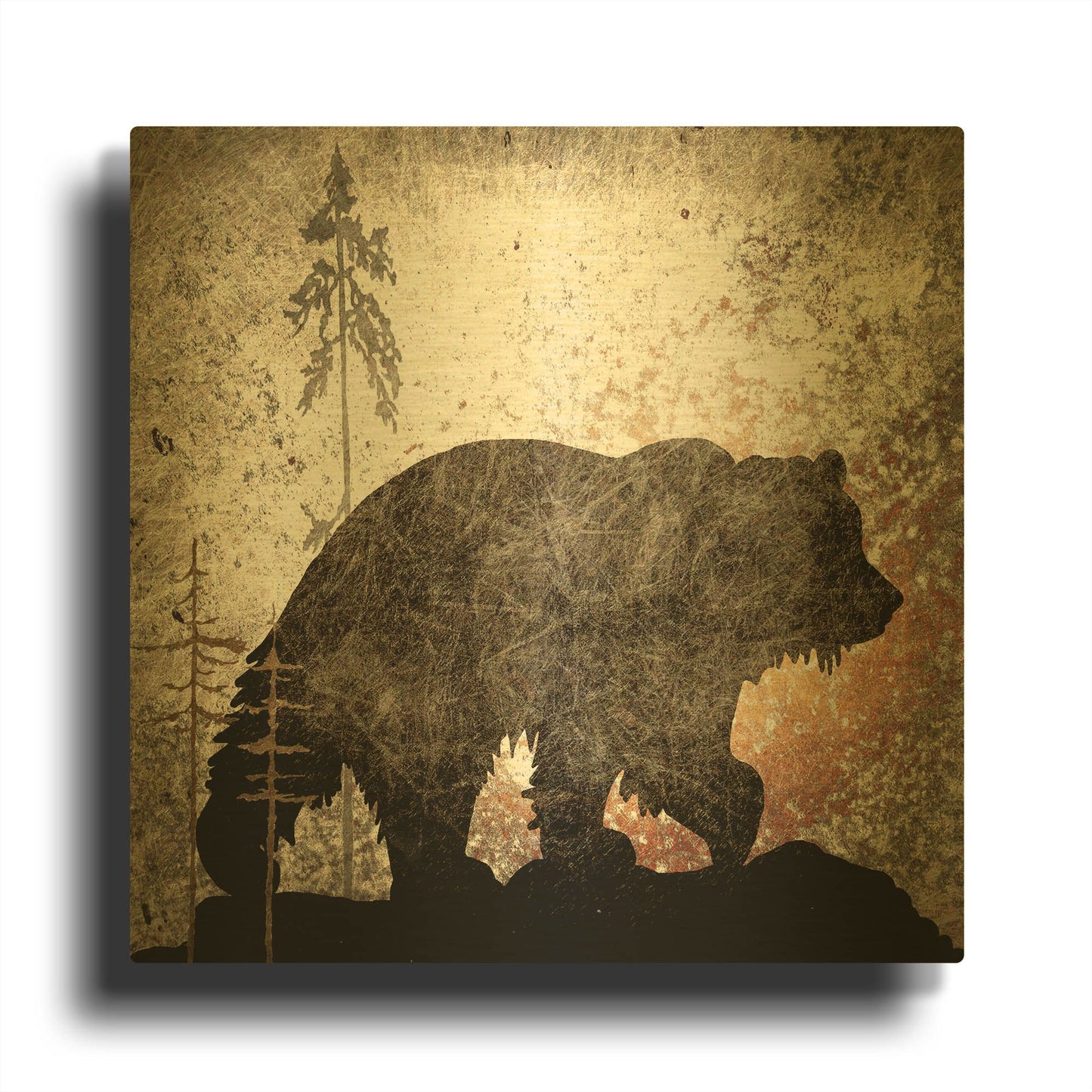 'Calling Bear' By Lightbox Journal Gold Metal Wall Art