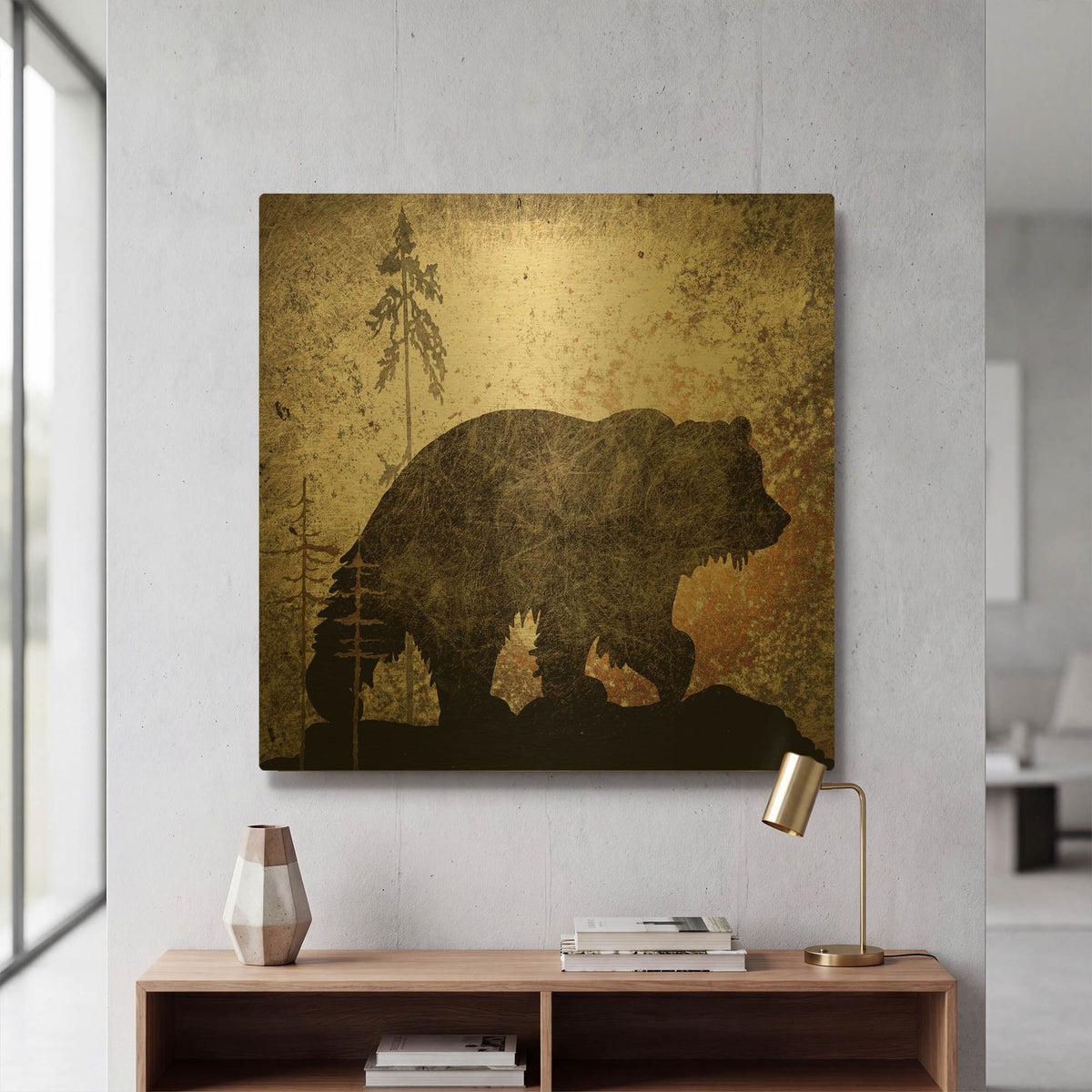 'Calling Bear' By Lightbox Journal Gold Metal Wall Art
