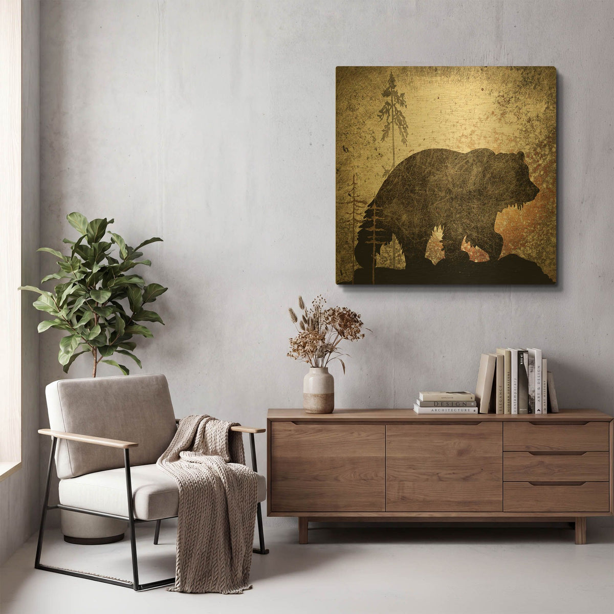 'Calling Bear' By Lightbox Journal Gold Metal Wall Art