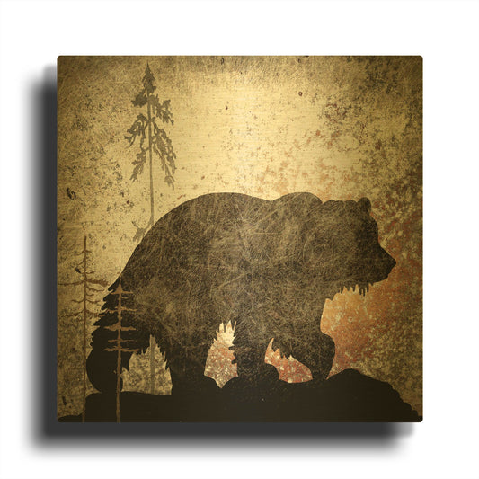 'Calling Bear' By Lightbox Journal Gold Metal Wall Art