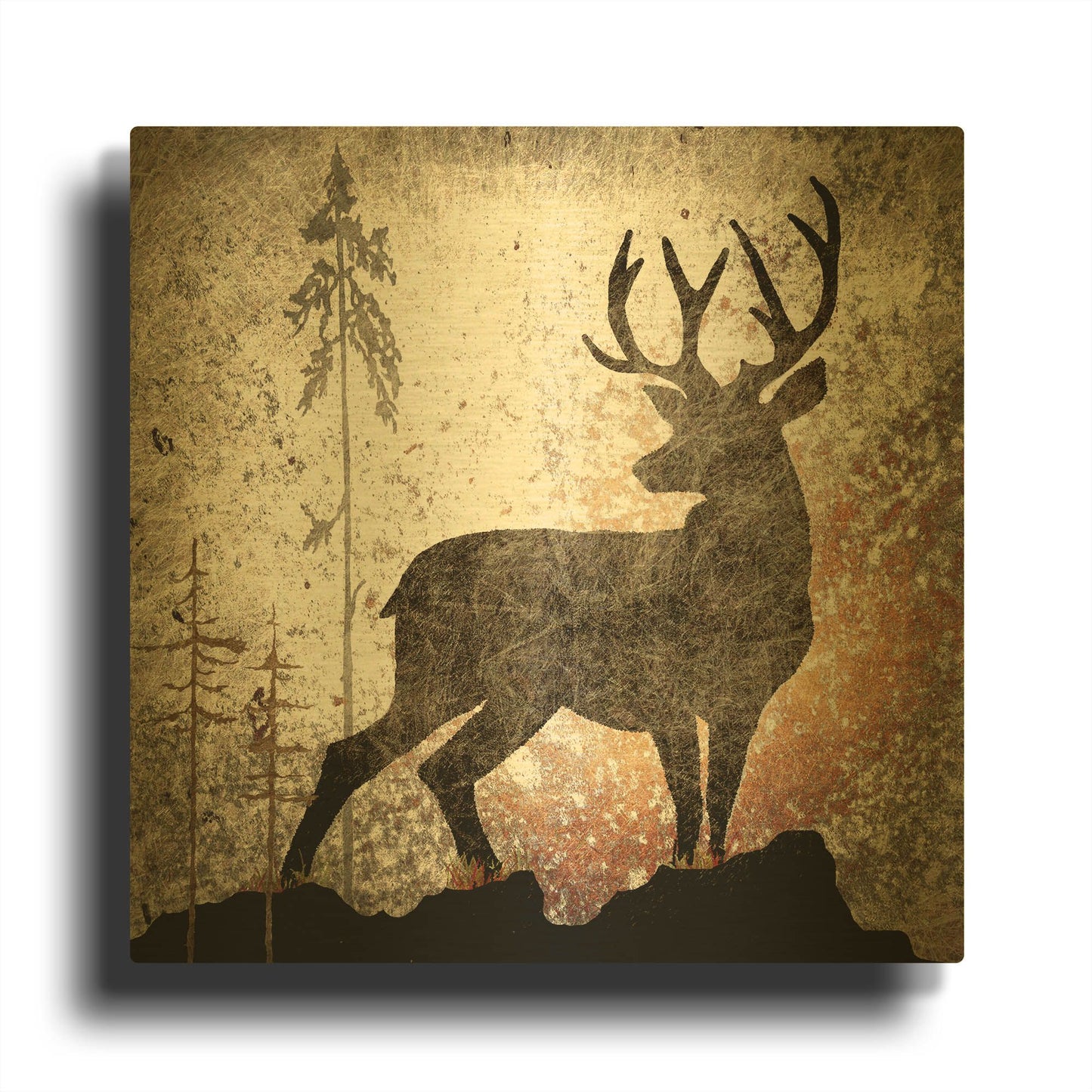 'Calling Deer' By Lightbox Journal Gold Metal Wall Art