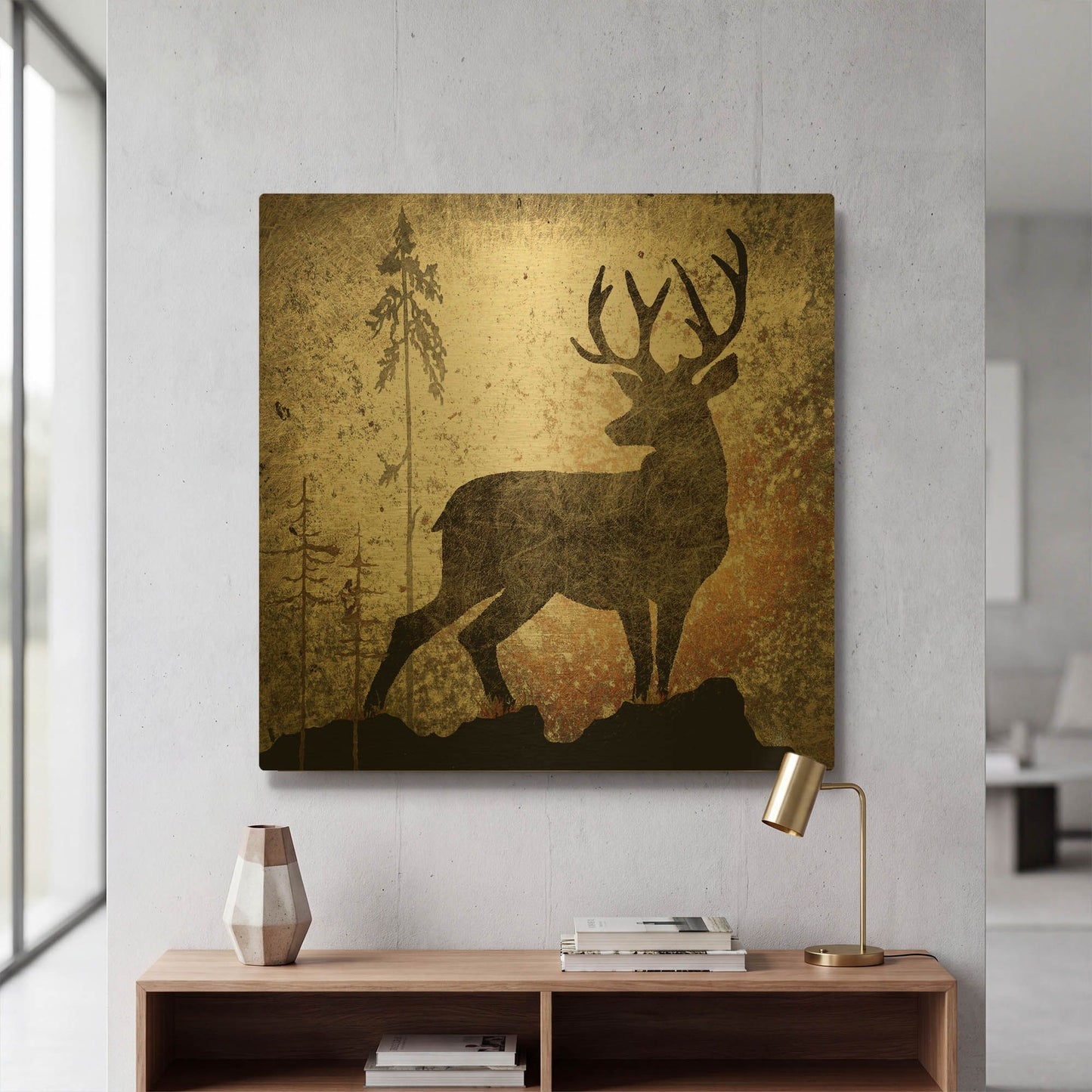 'Calling Deer' By Lightbox Journal Gold Metal Wall Art