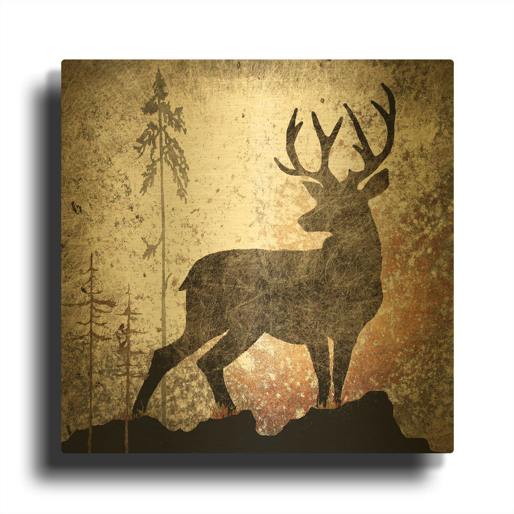 'Calling Deer' By Lightbox Journal Gold Metal Wall Art