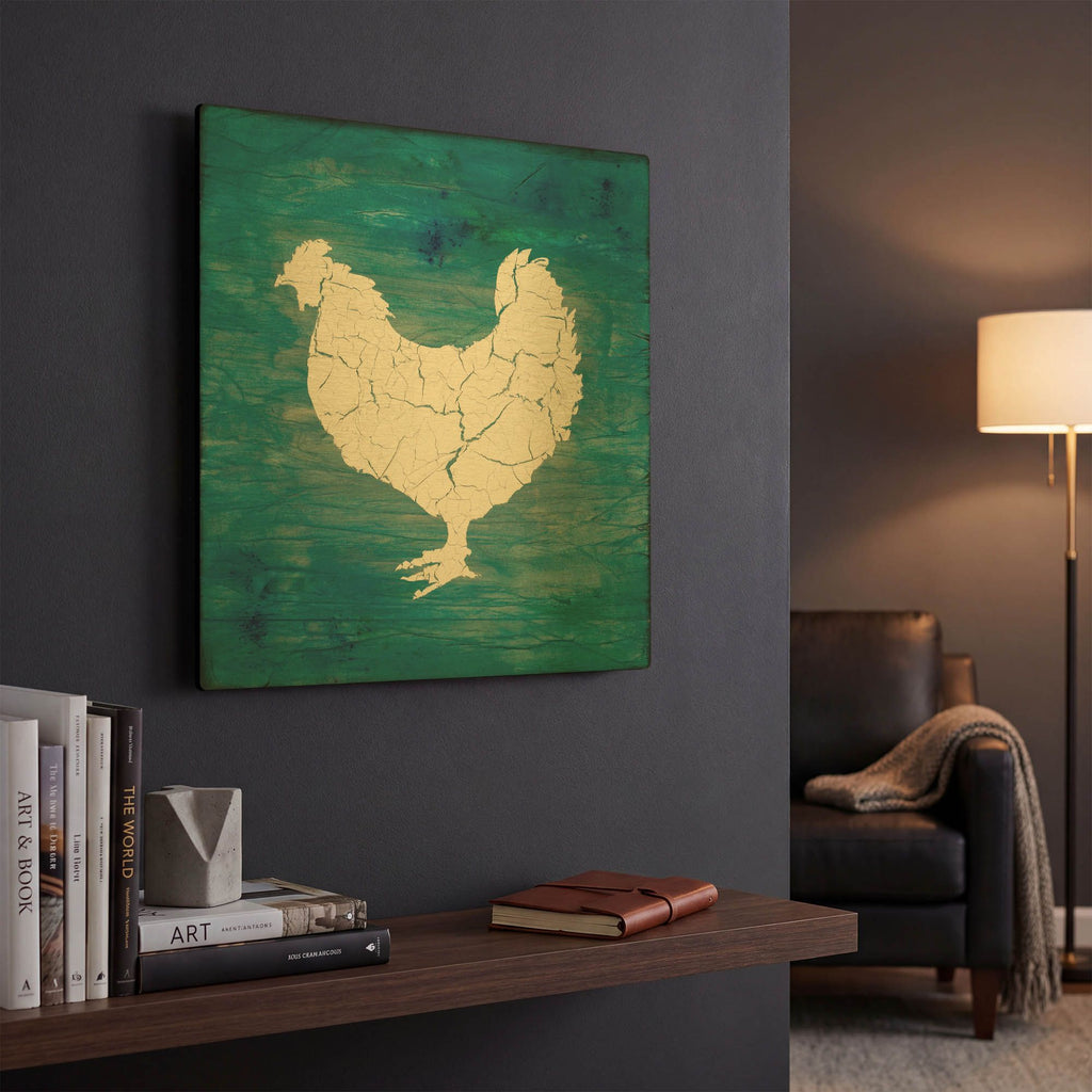 'Farm Chicken' By Lightbox Journal Gold Metal Wall Art
