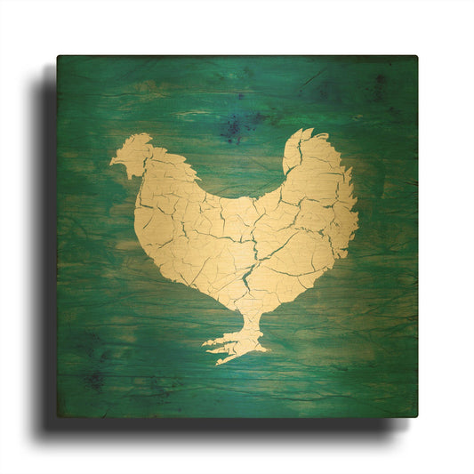 'Farm Chicken' By Lightbox Journal Gold Metal Wall Art