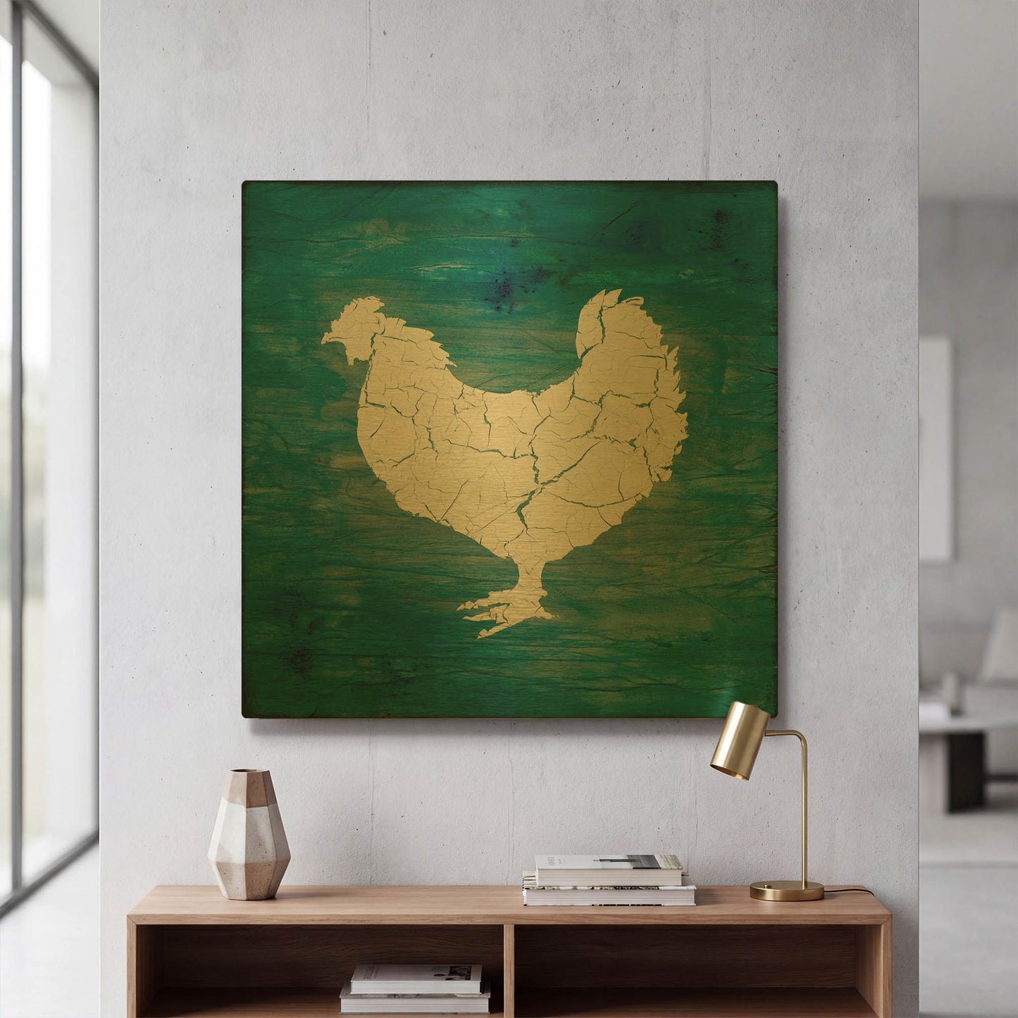 'Farm Chicken' By Lightbox Journal Gold Metal Wall Art