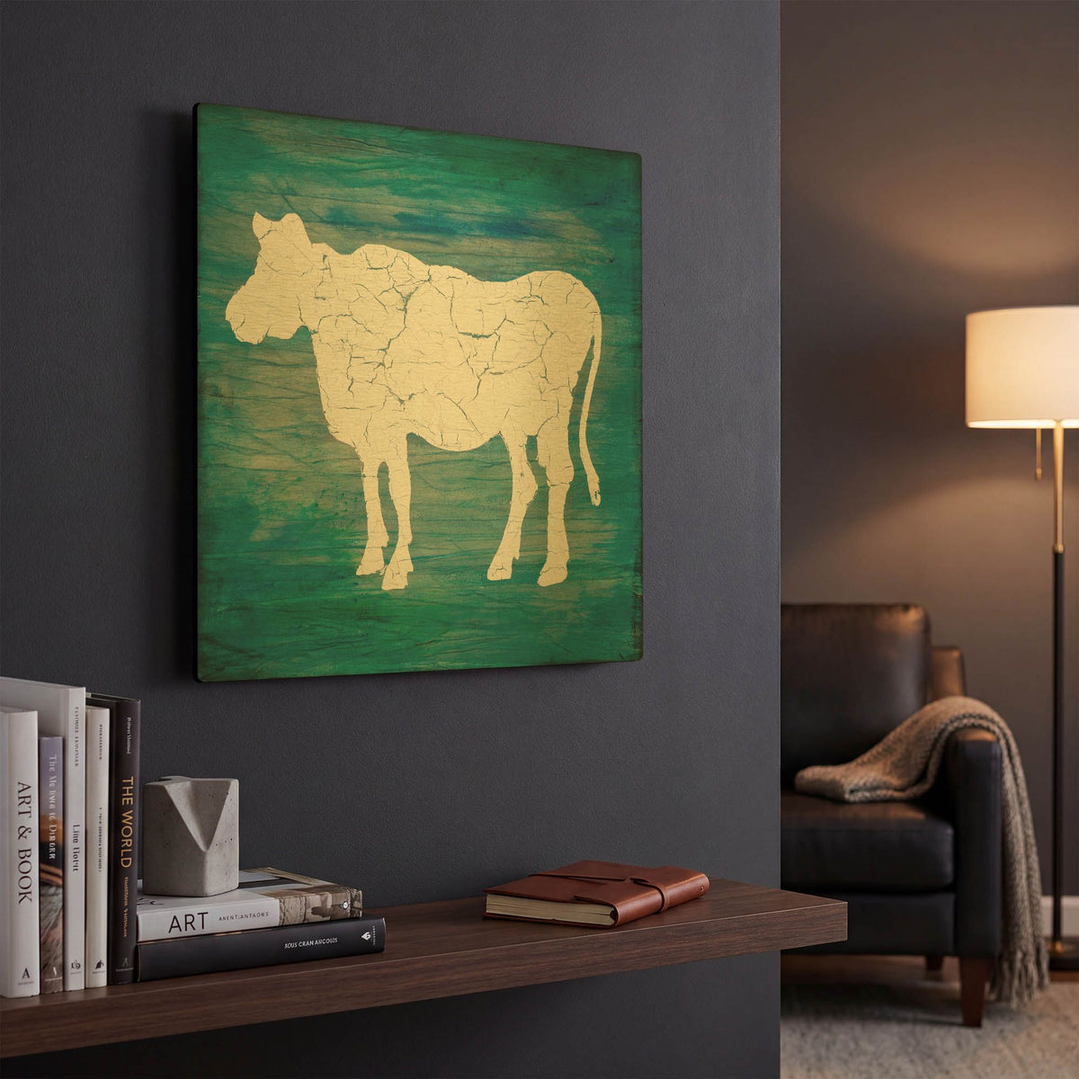 'Farm Cow' By Lightbox Journal Gold Metal Wall Art