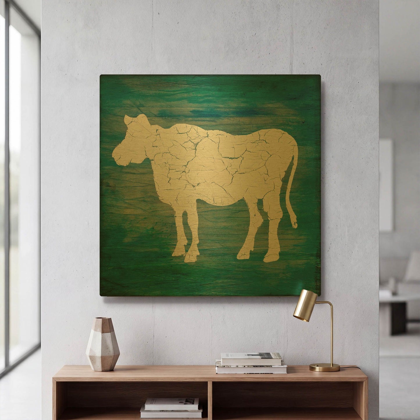 'Farm Cow' By Lightbox Journal Gold Metal Wall Art