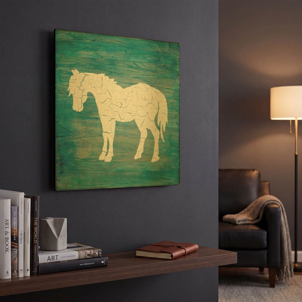 'Farm Horse' By Lightbox Journal Gold Metal Wall Art