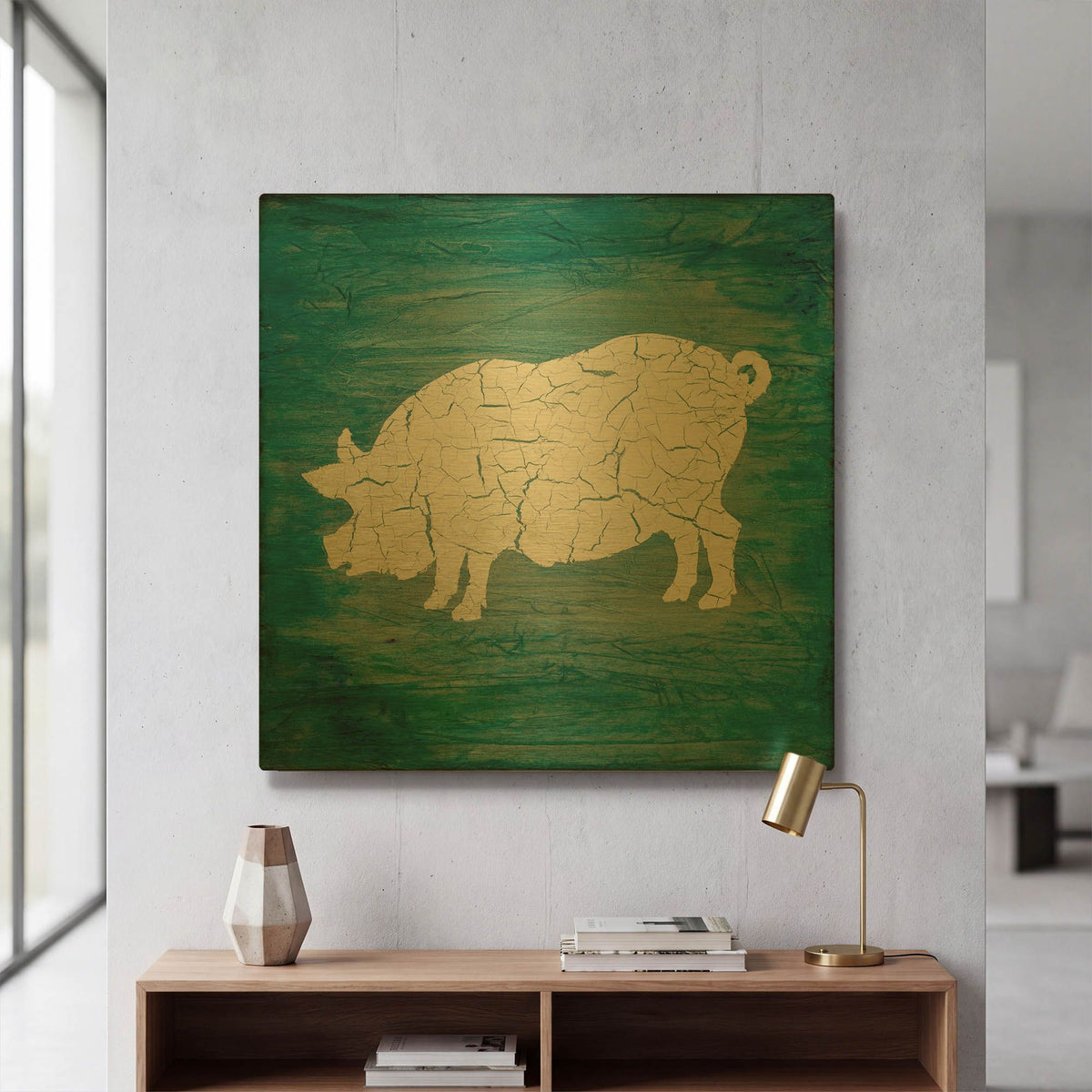'Farm Pig' By Lightbox Journal Gold Metal Wall Art