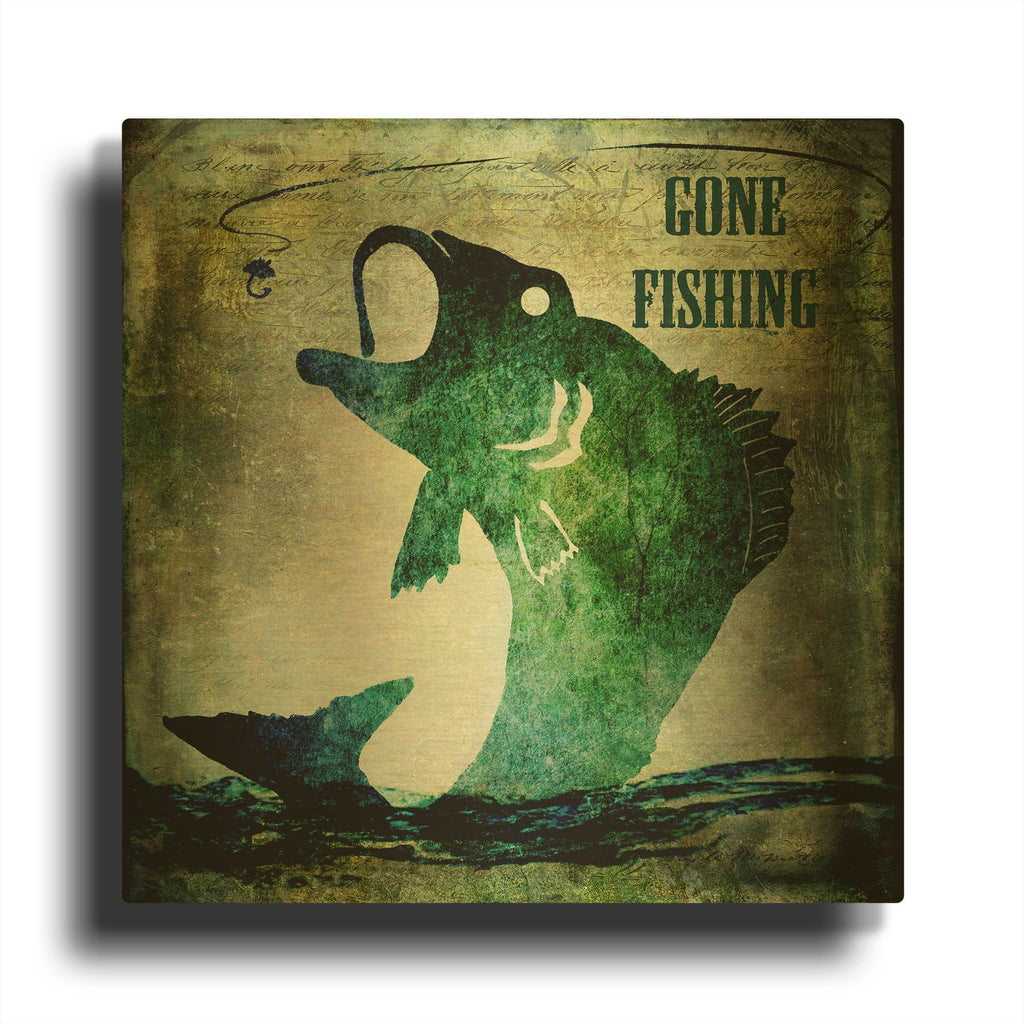 'Gone Fishing' By Lightbox Journal Gold Metal Wall Art