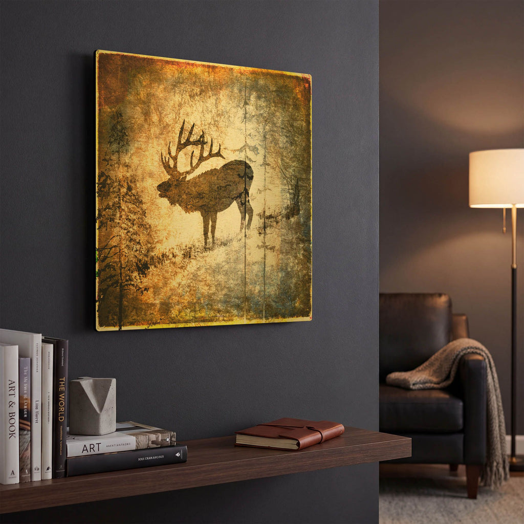 'High Country Elk' By Lightbox Journal Gold Metal Wall Art