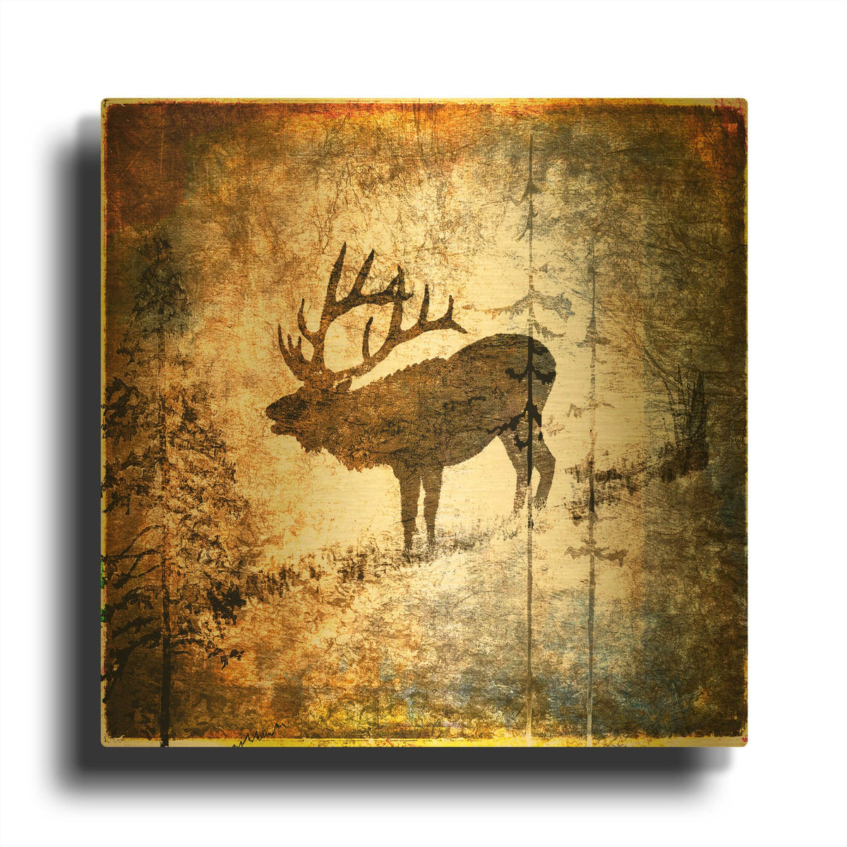 'High Country Elk' By Lightbox Journal Gold Metal Wall Art