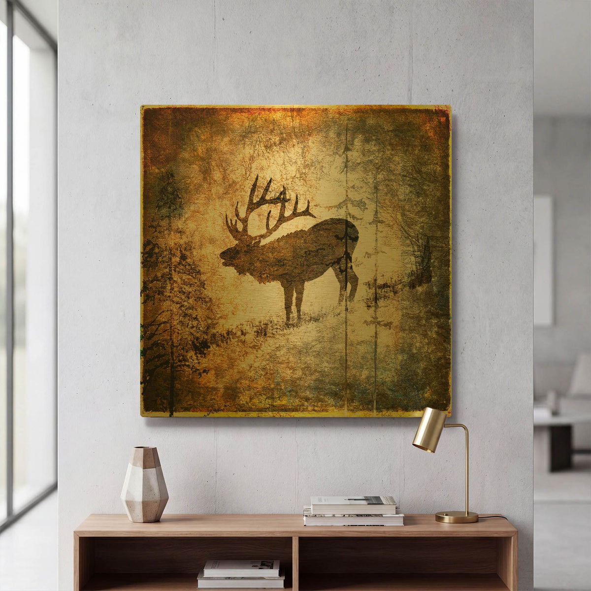 'High Country Elk' By Lightbox Journal Gold Metal Wall Art