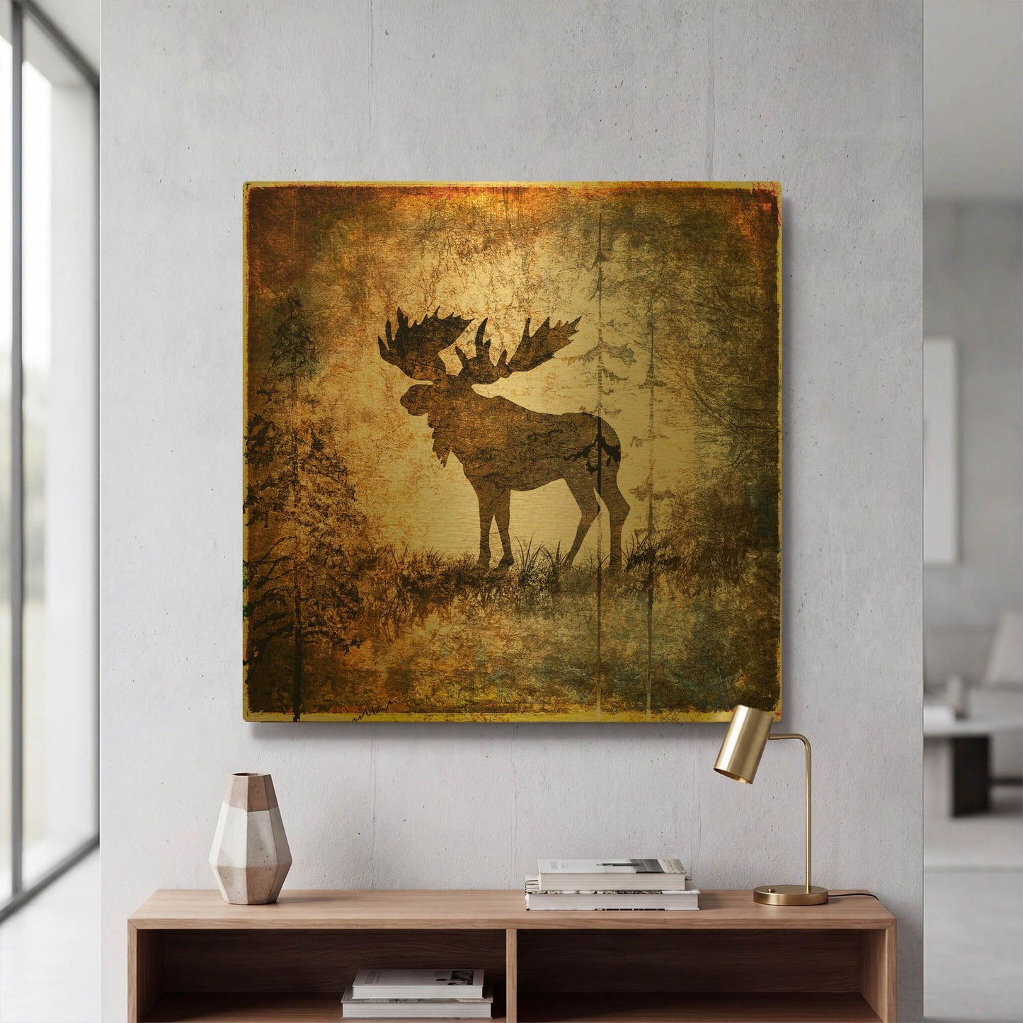 'High Country Moose' By Lightbox Journal Gold Metal Wall Art