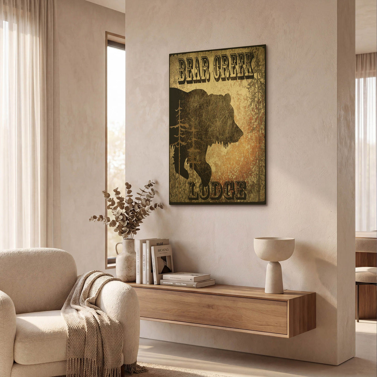 'Lodge Bear Creek Lodge' By Lightbox Journal Gold Metal Wall Art