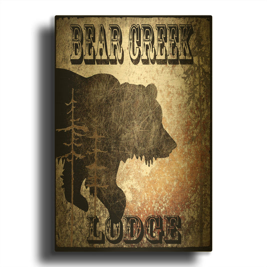 'Lodge Bear Creek Lodge' By Lightbox Journal Gold Metal Wall Art