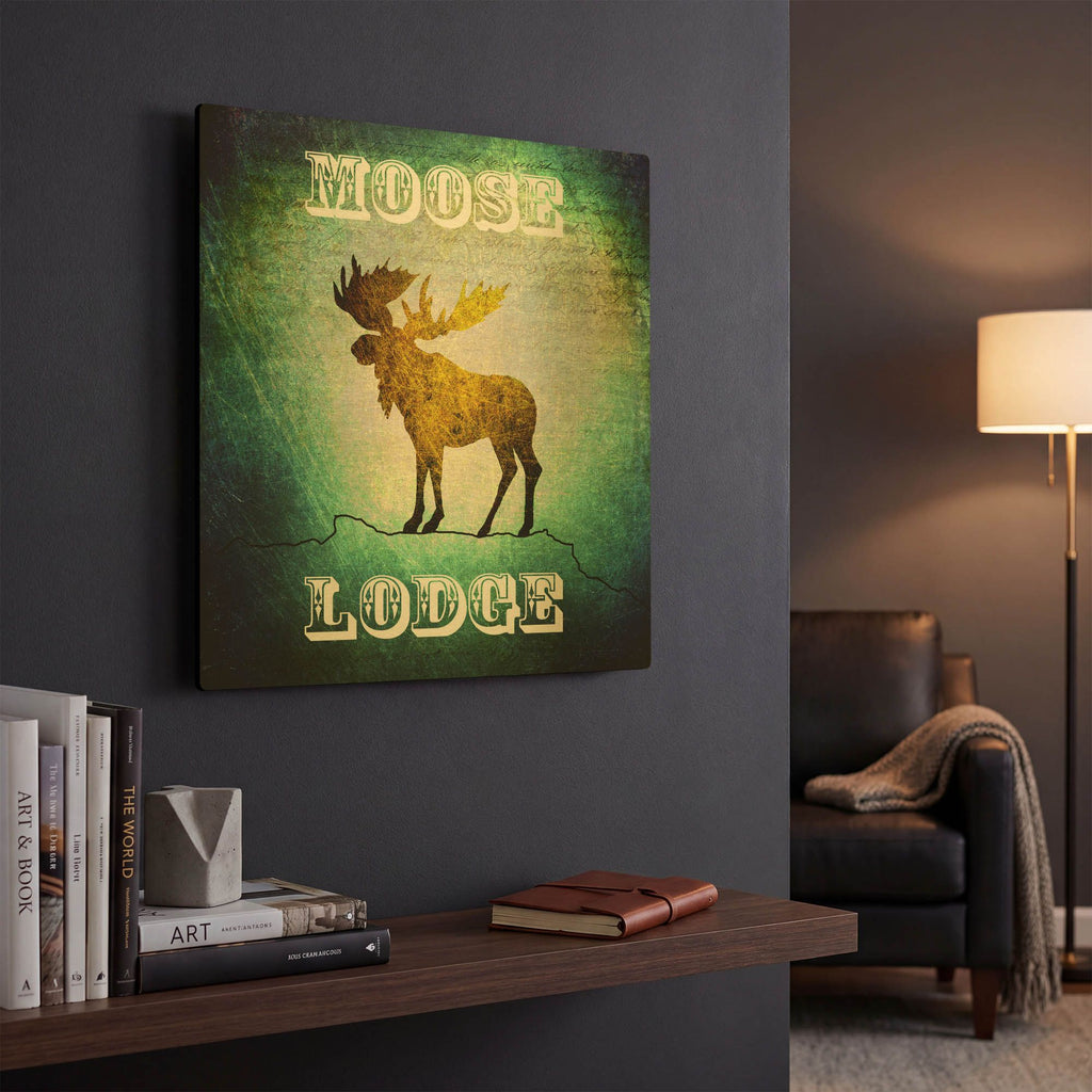 'Lodge Moose Lodge' By Lightbox Journal Gold Metal Wall Art