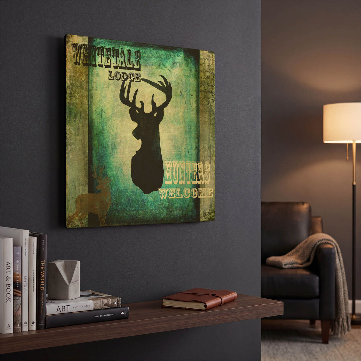 'Lodge Whitetale Lodge' By Lightbox Journal Gold Metal Wall Art