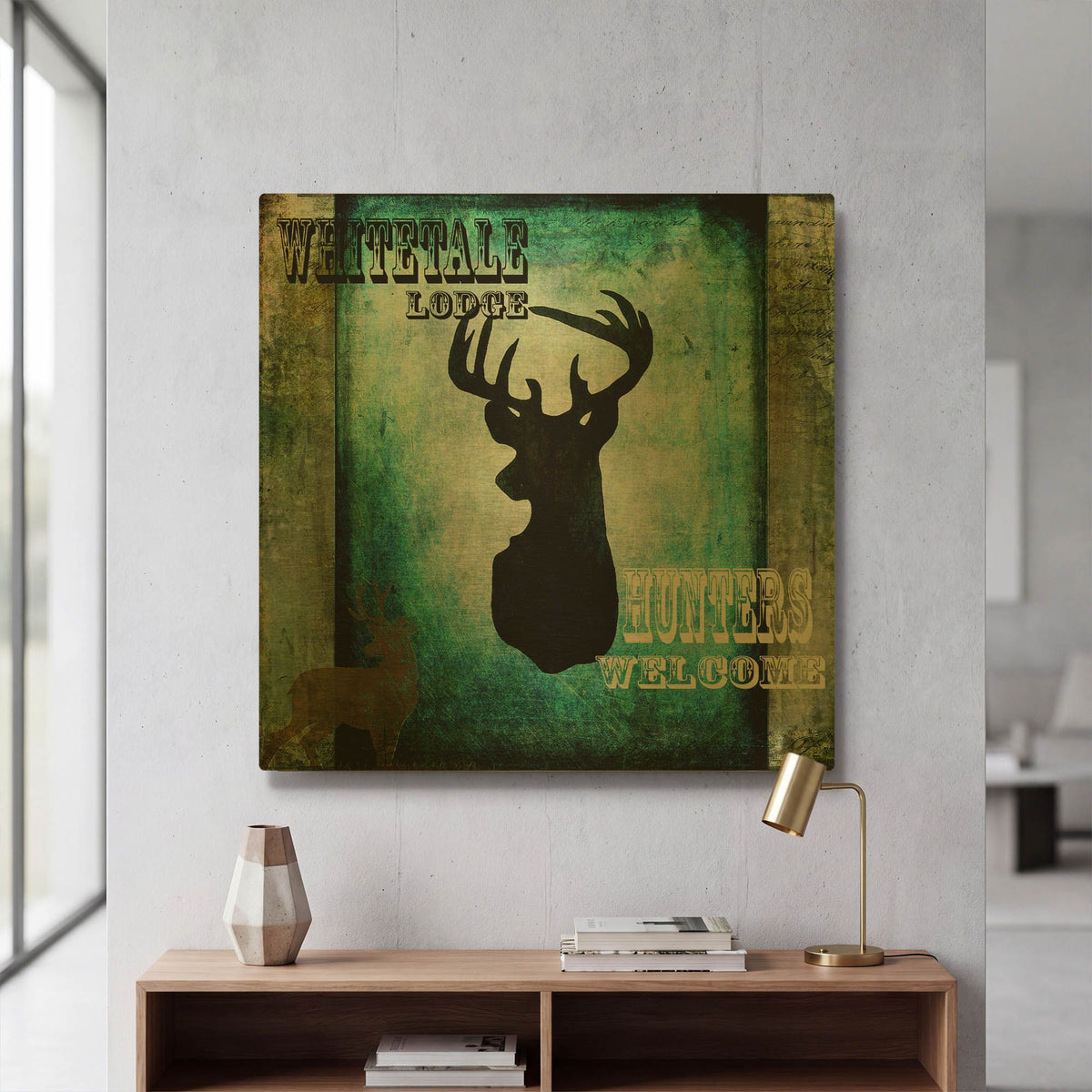 'Lodge Whitetale Lodge' By Lightbox Journal Gold Metal Wall Art