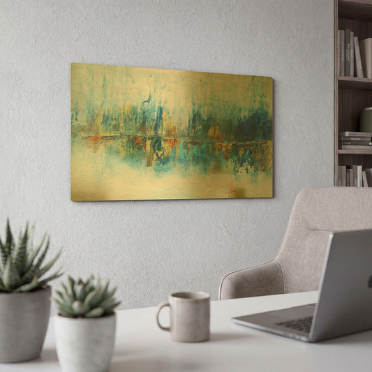 'Aqua Azul I' By Leticia Herrera Gold Metal Wall Art