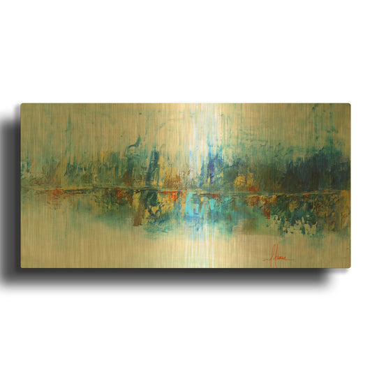'Aqua Azul I' By Leticia Herrera Gold Metal Wall Art