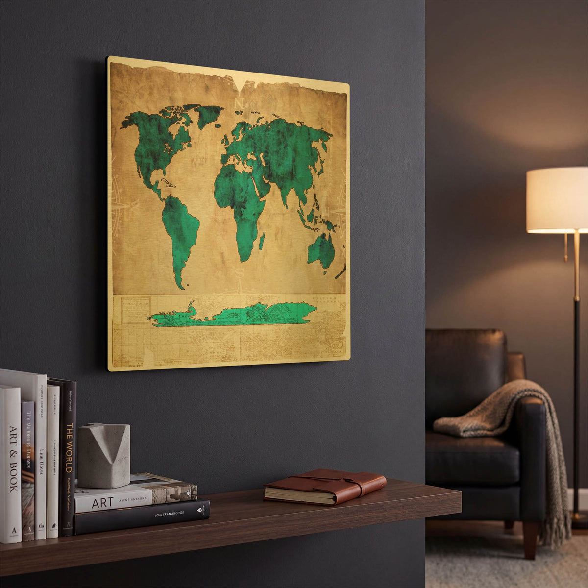 'Sea Map I' By Lightbox Journal Gold Metal Wall Art