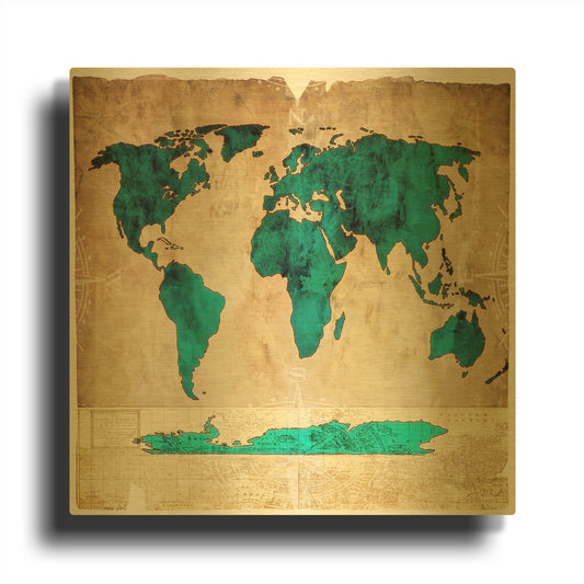 'Sea Map I' By Lightbox Journal Gold Metal Wall Art