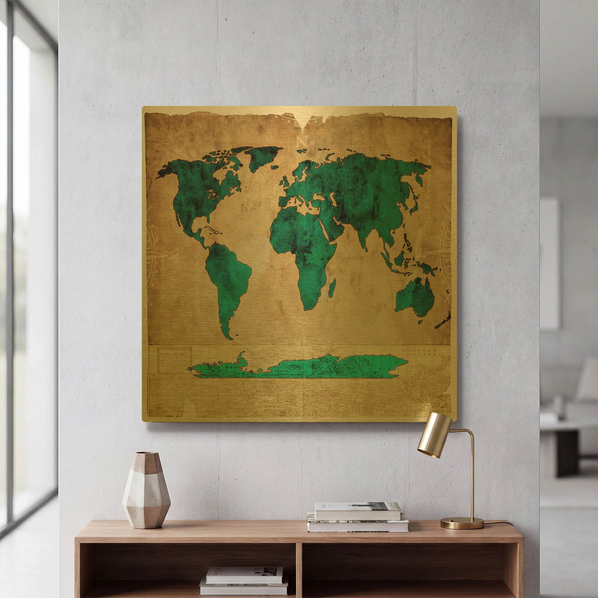 'Sea Map I' By Lightbox Journal Gold Metal Wall Art
