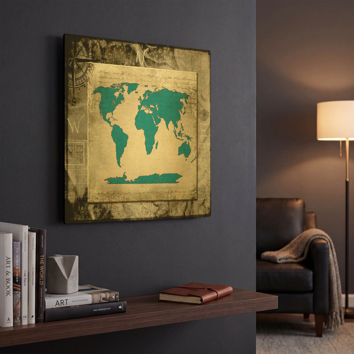 'Sea Map II' By Lightbox Journal Gold Metal Wall Art