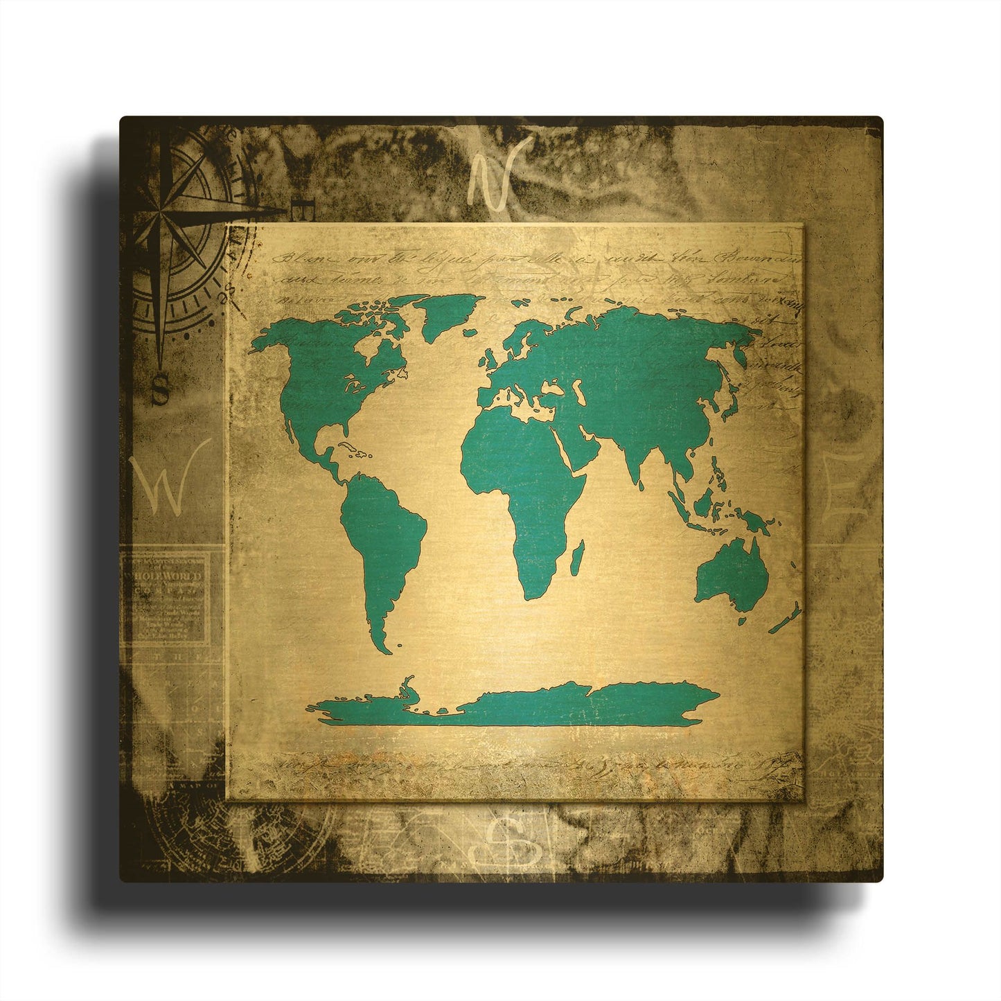 'Sea Map II' By Lightbox Journal Gold Metal Wall Art