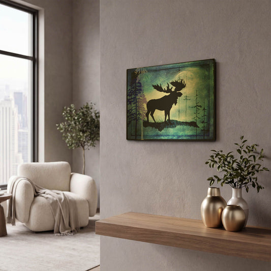 'Midnight Moose' By Lightbox Journal Gold Metal Wall Art