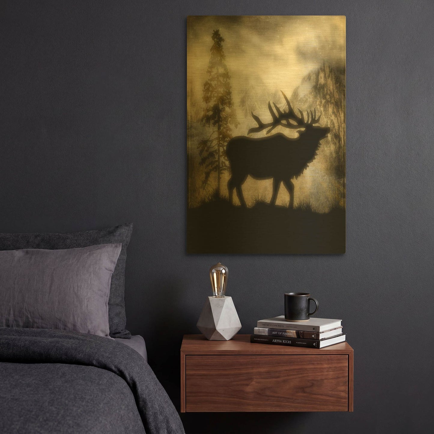 'Mystic Elk' By Lightbox Journal Gold Metal Wall Art