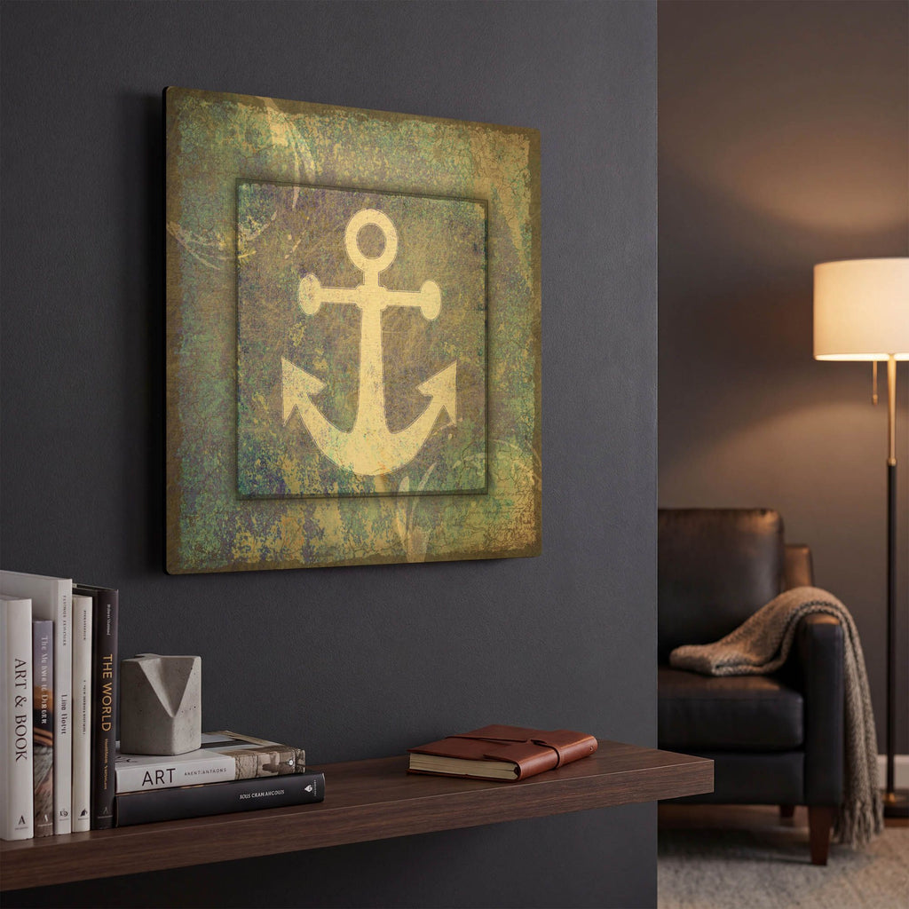 'Beach House Anchor' By Lightbox Journal Gold Metal Wall Art