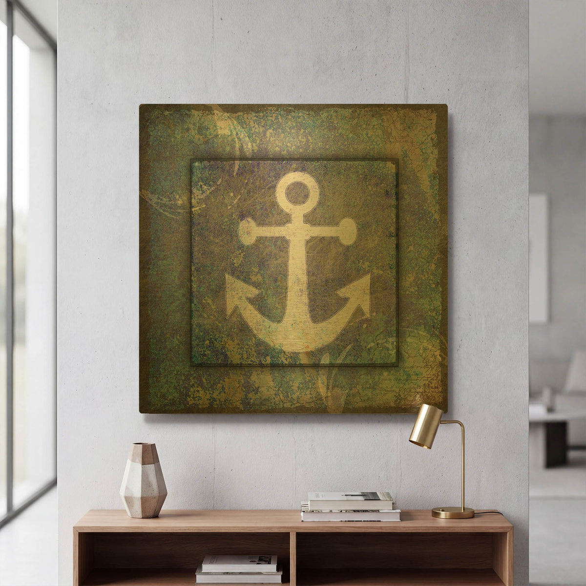 'Beach House Anchor' By Lightbox Journal Gold Metal Wall Art