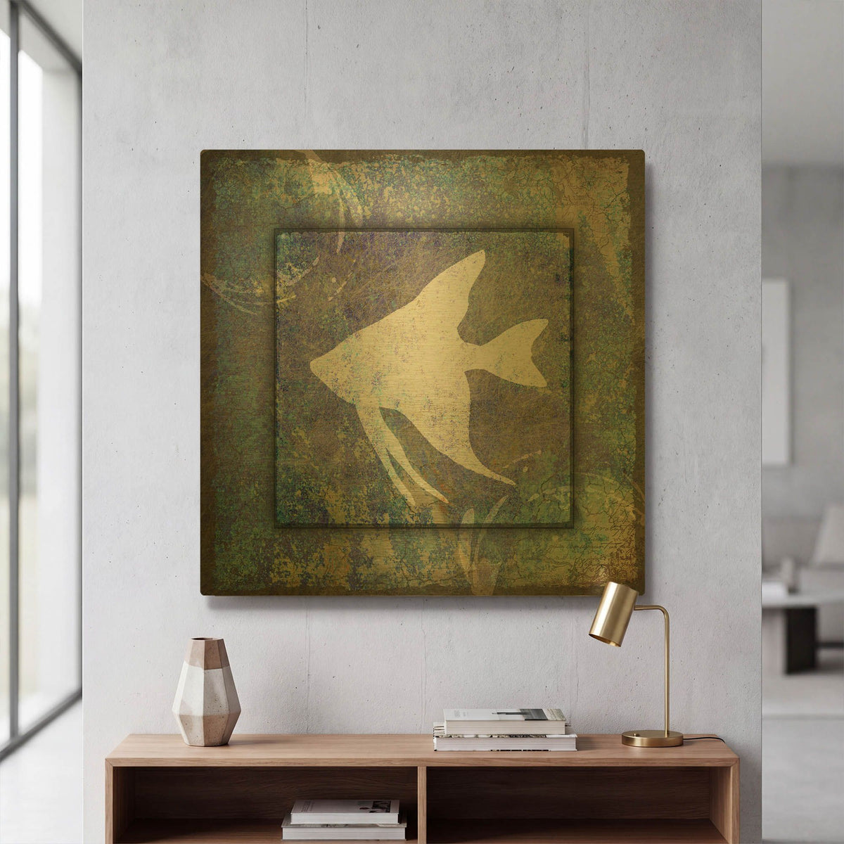 'Beach House Fish' By Lightbox Journal Gold Metal Wall Art