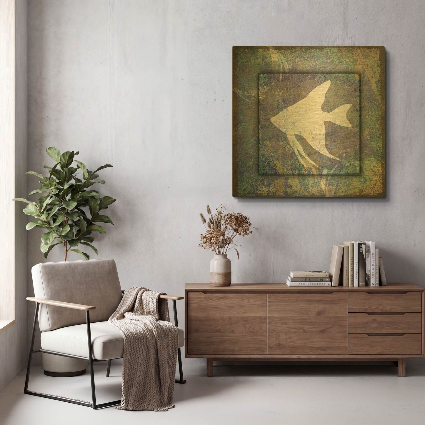 'Beach House Fish' By Lightbox Journal Gold Metal Wall Art