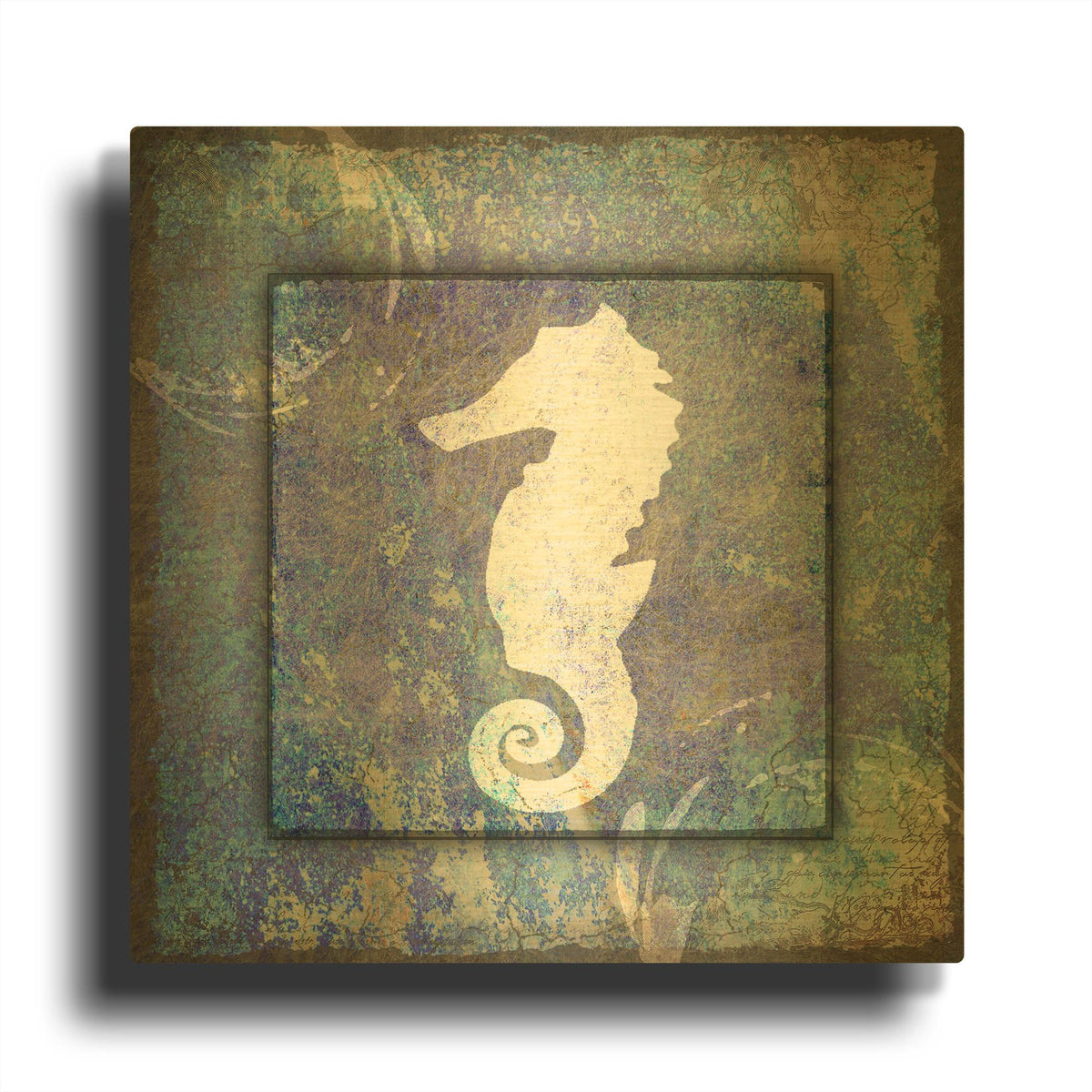 'Beach House Sea Horse' By Lightbox Journal Gold Metal Wall Art