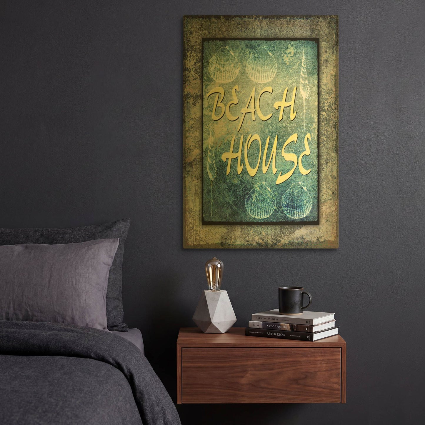 'Hello Beach House' By Lightbox Journal Gold Metal Wall Art
