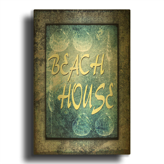 'Hello Beach House' By Lightbox Journal Gold Metal Wall Art
