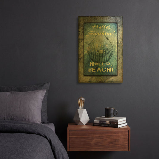 'Hello Beach' By Lightbox Journal Gold Metal Wall Art