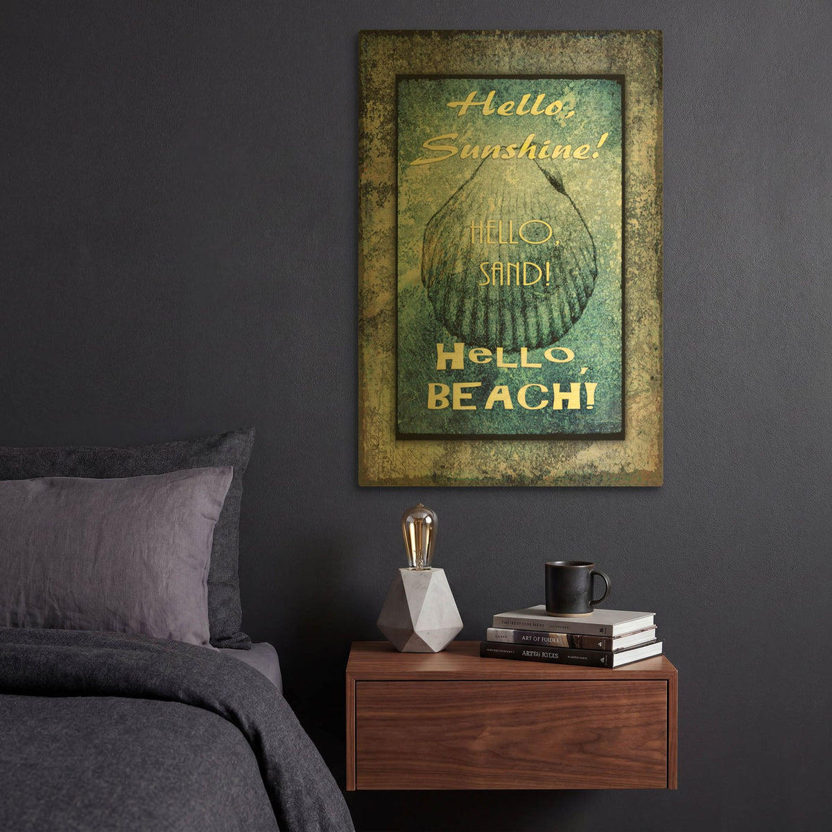 'Hello Beach' By Lightbox Journal Gold Metal Wall Art