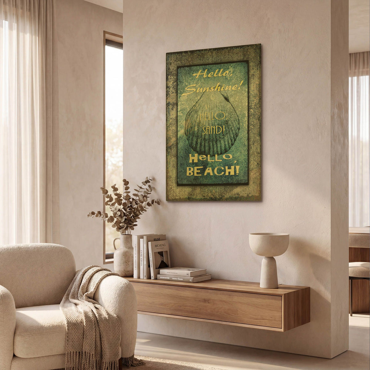 'Hello Beach' By Lightbox Journal Gold Metal Wall Art