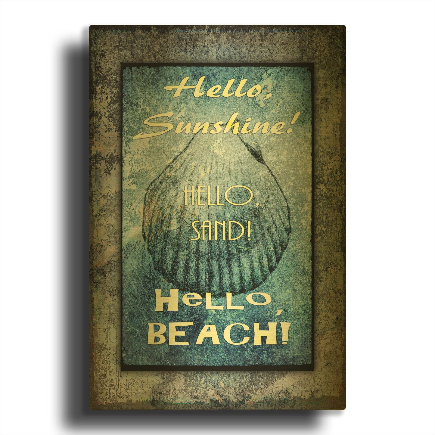 'Hello Beach' By Lightbox Journal Gold Metal Wall Art