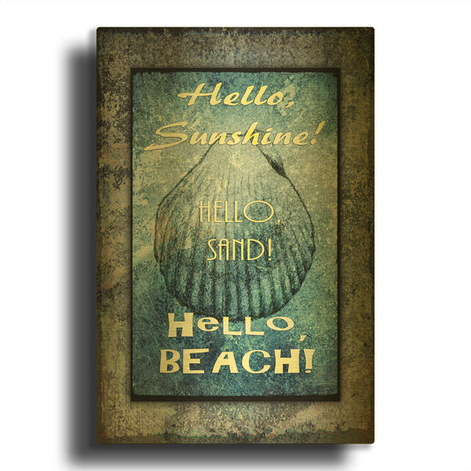 'Hello Beach' By Lightbox Journal Gold Metal Wall Art