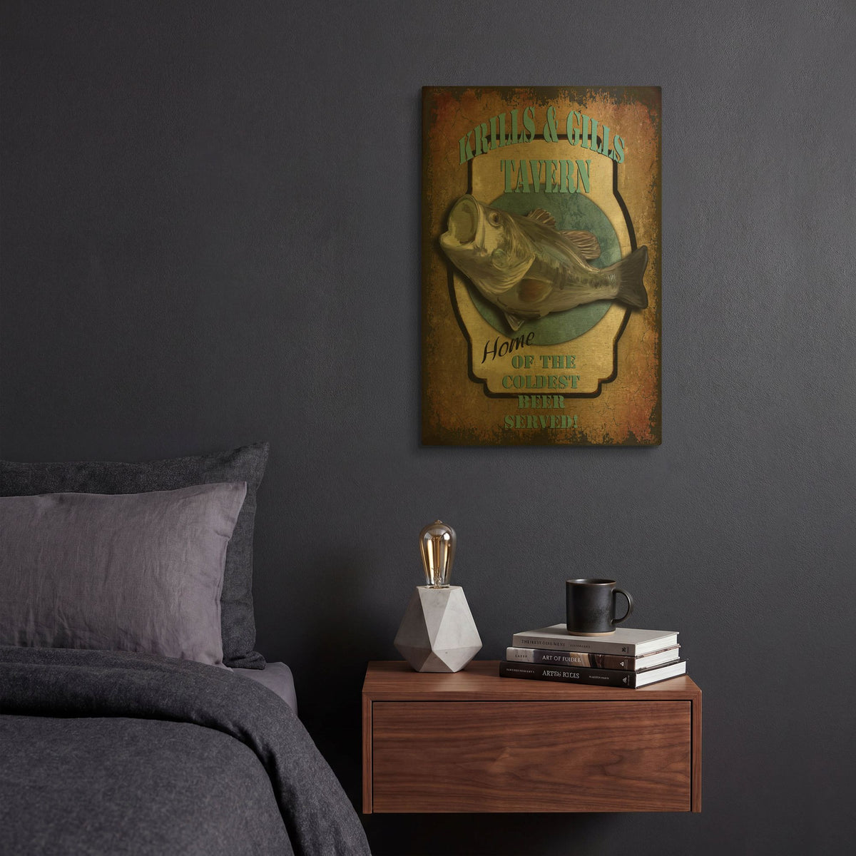 'Krills & Gills Tavern' By Lightbox Journal Gold Metal Wall Art