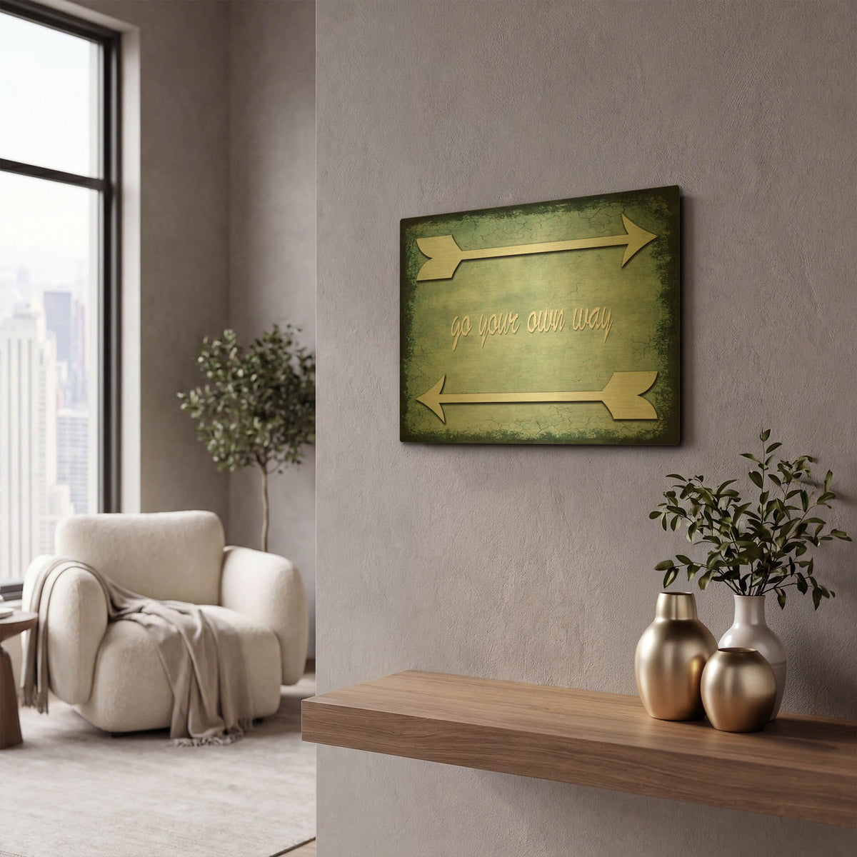 'Choose Path - Go Own Way' By Lightbox Journal Gold Metal Wall Art