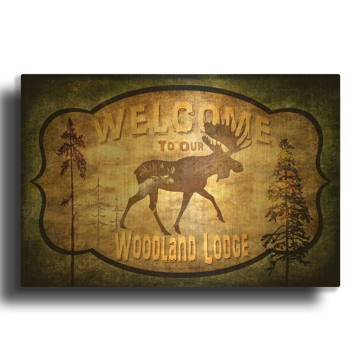 'Welcome Lodge Moose' By Lightbox Journal Gold Metal Wall Art