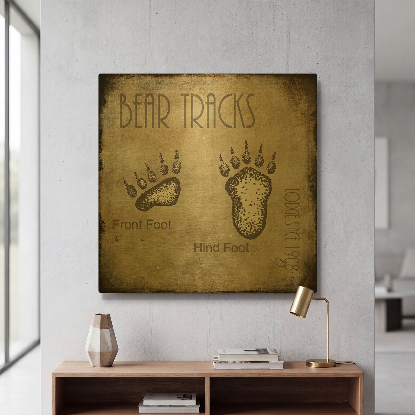 'Moose Lodge 2 - Bear Tracks 2' By Lightbox Journal Gold Metal Wall Art