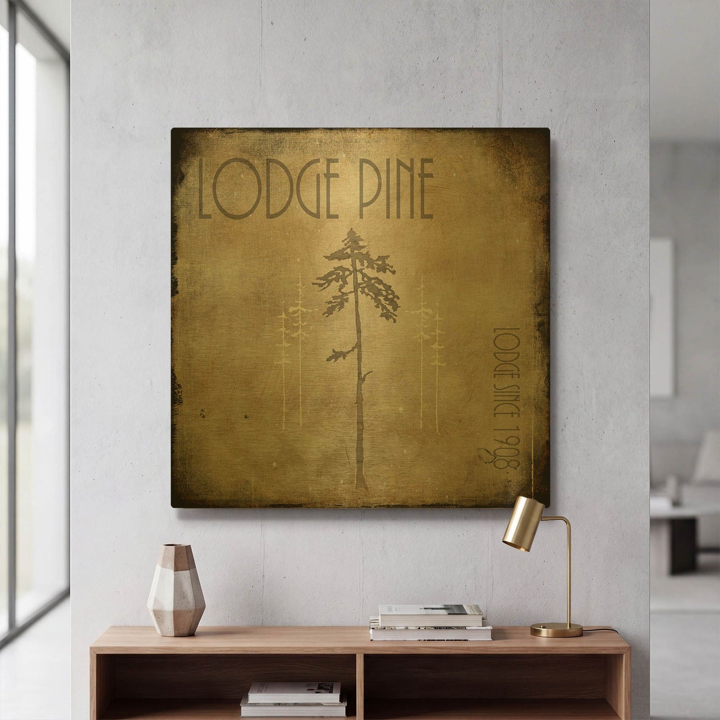 'Moose Lodge 2 - Lodge Pole 3' By Lightbox Journal Gold Metal Wall Art